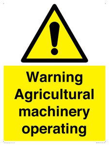 Warning Agricultural machinery operating